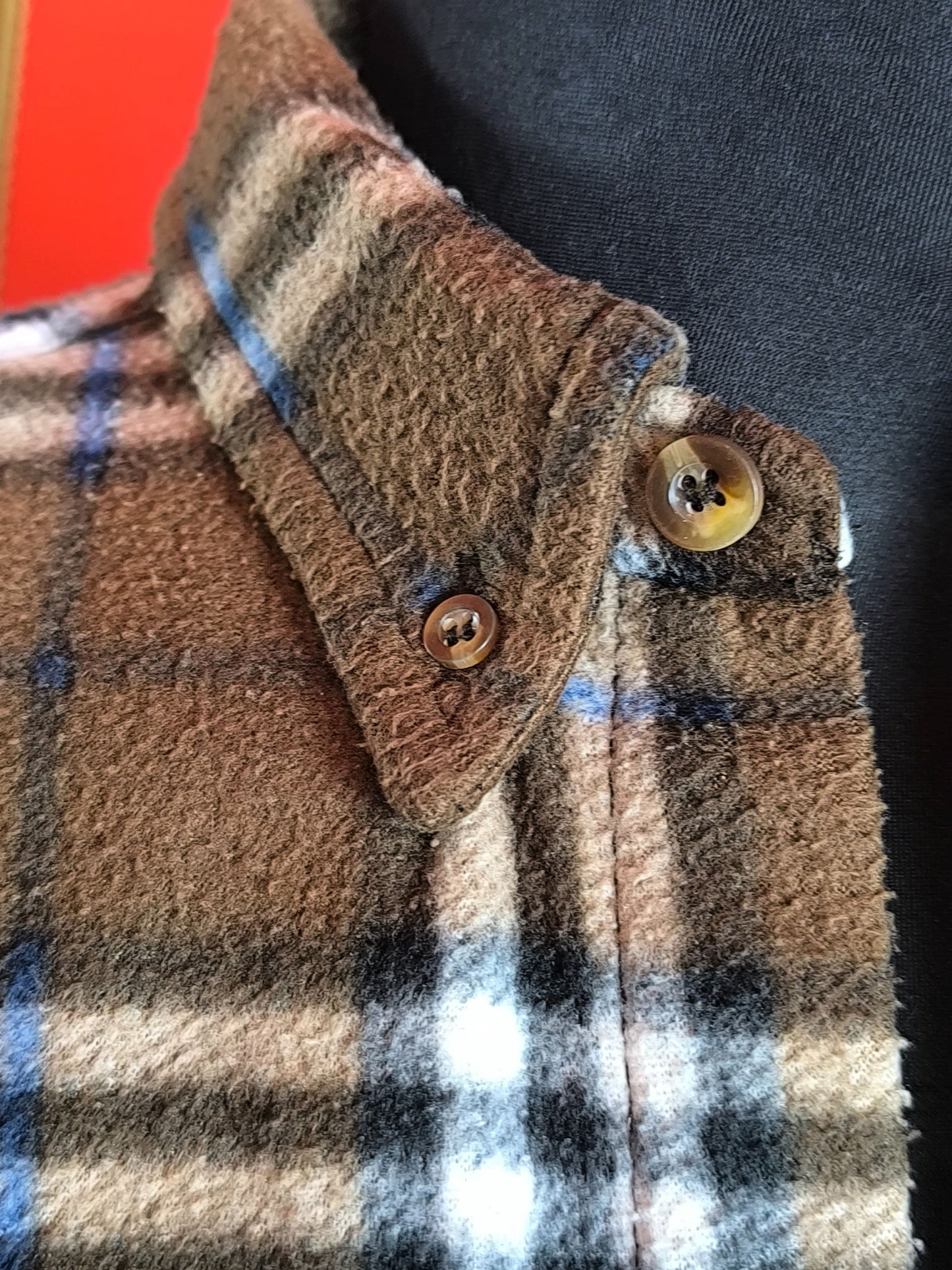 Vintage Brown Check Fleece Shirt