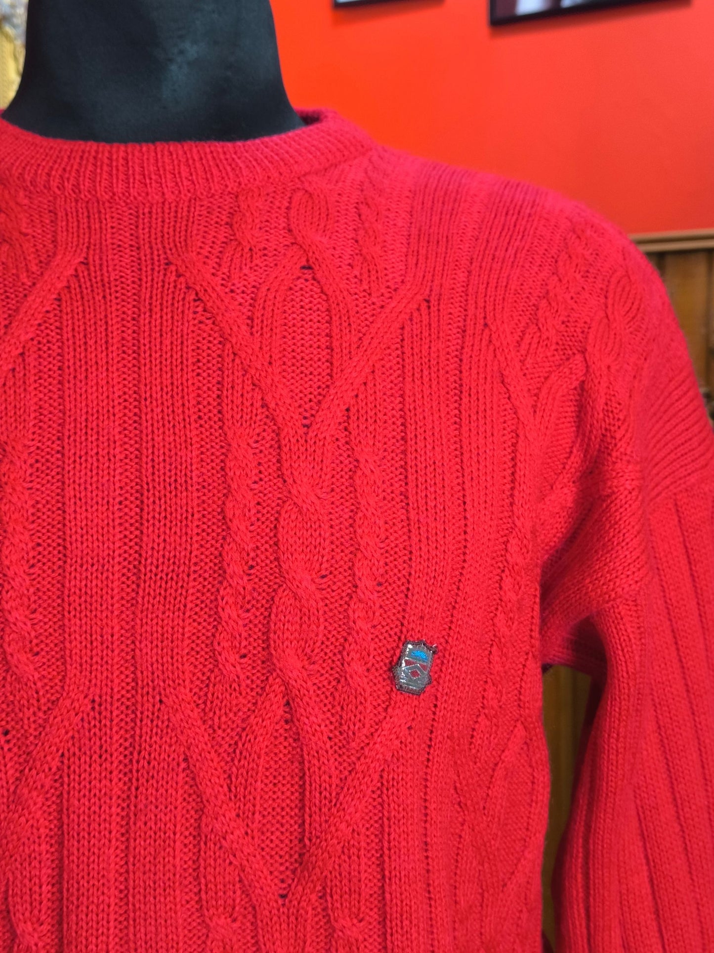 Vintage Red Cable Knit Sweater