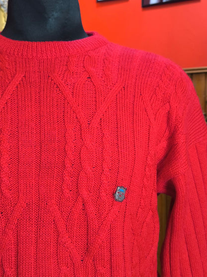 Vintage Red Cable Knit Sweater