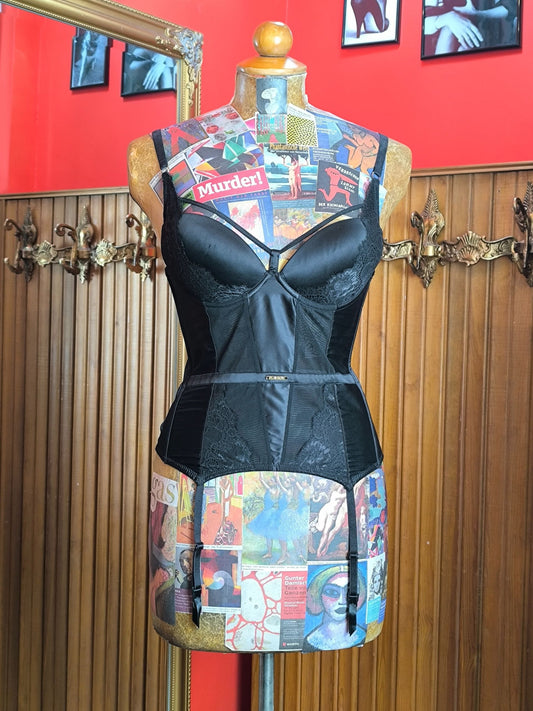 Y2K Playboy Satin & Lace Corset with Garters
