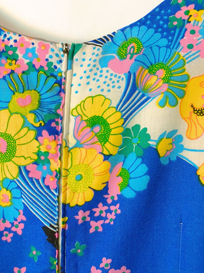 Psychedelic Floral 70s Sleeveless Dress – Diolen by DuPont