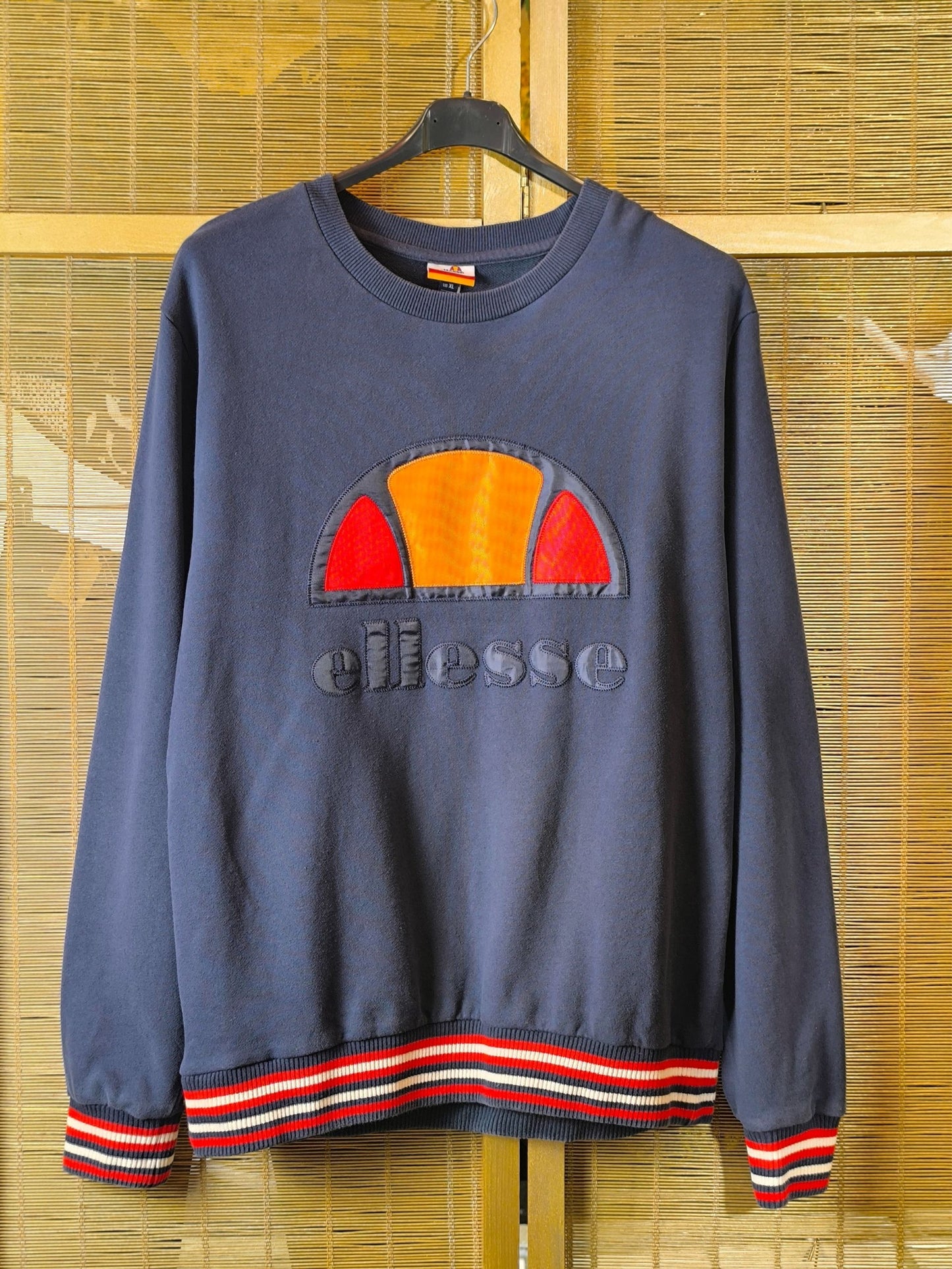 Ellesse Navy Sweatshirt – Retro Revival Logo & Striped Hems (2010s)