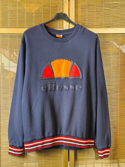 Ellesse Navy Sweatshirt – Retro Revival Logo & Striped Hems (2010s)