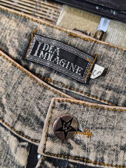 Y2K Grey-Blue Acid Wash Beaded Embellished Stretch Flare Jeans – Idea Imagine