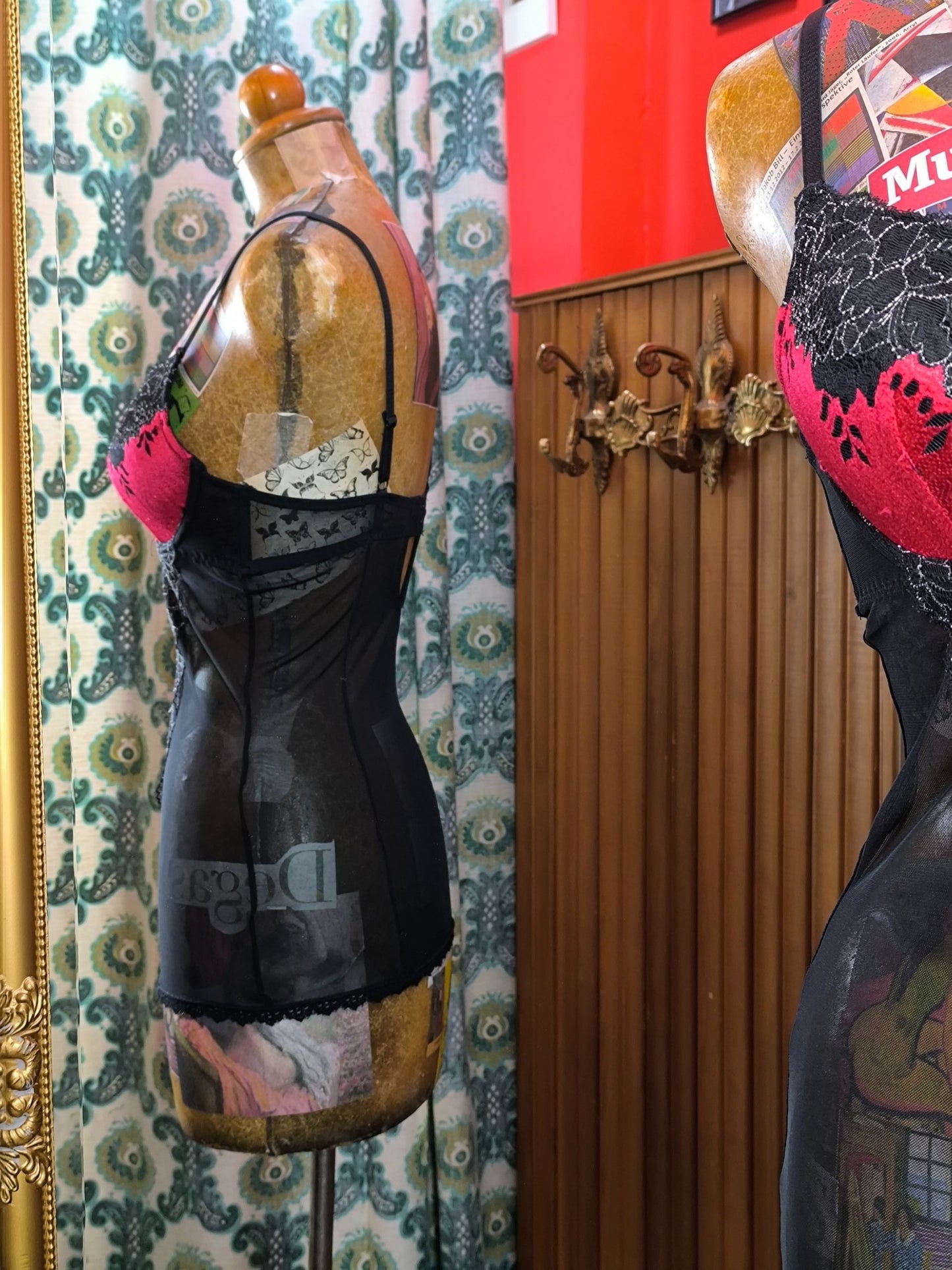 Y2K ed.it.ed Co-Ordinates Black & Red Lace Slip Dress