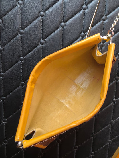 Vintage Leather Python-Style Shoulder Bag with Silver-Tone Chain