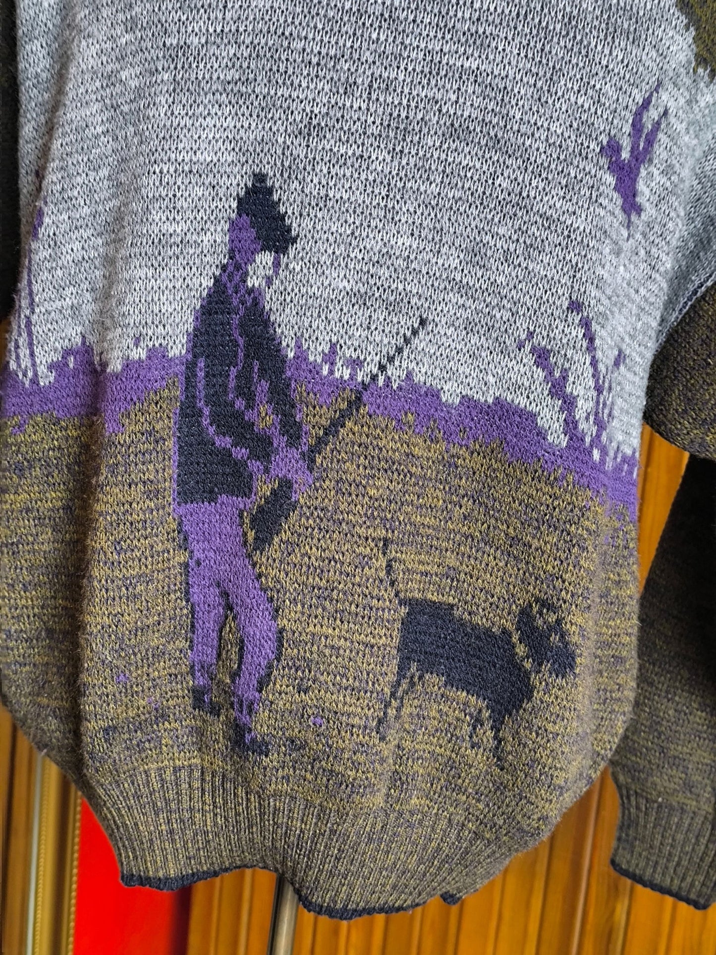 Vintage Italian “Hunter Scene” Knit Sweater by Allora