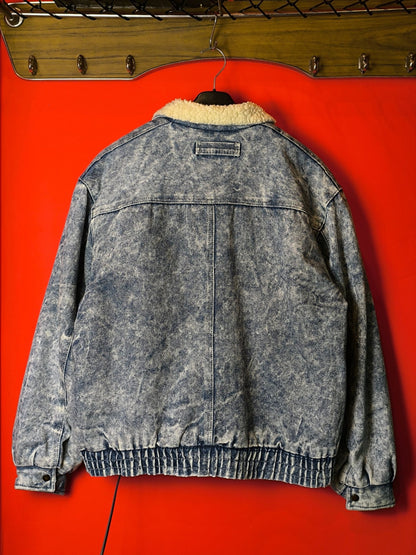 Unisex Acid-Wash Vintage Sherpa Denim Jacket