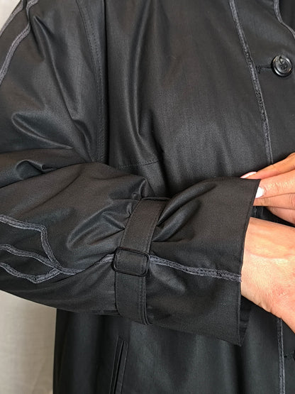 Vintage "Creation Karner" Black Minimal Trench Coat