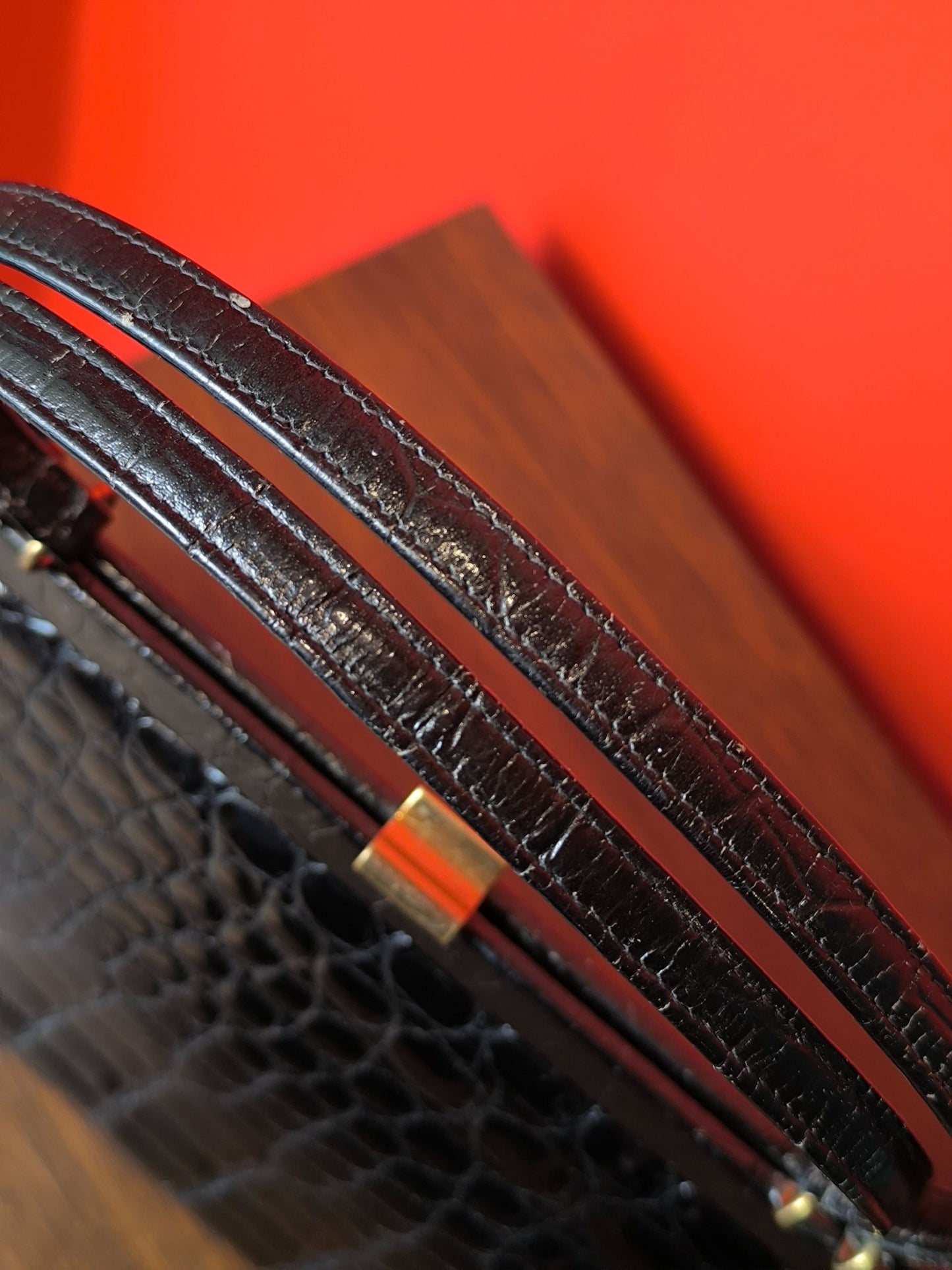 Vintage 1960s D Exklusiv Genuine Crocodile Leather Handbag