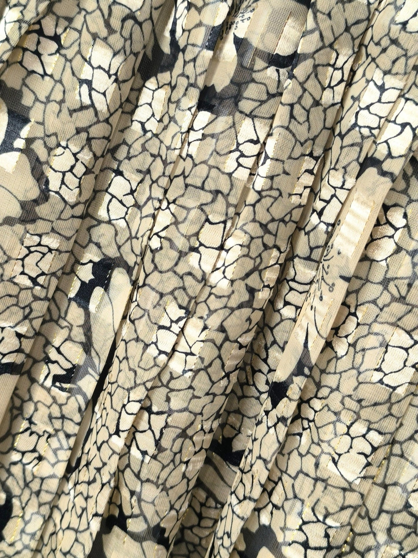 Vintage Pleated Floral Skirt with Golden Thread