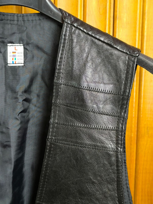 Vintage 90s Elazar Leather Vest – Genuine Black Biker Style