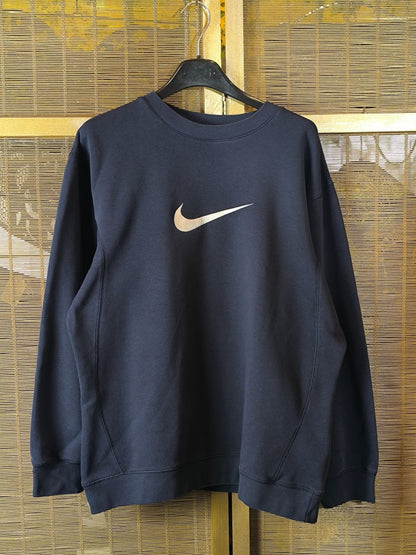 Nike 2000s Vintage Navy Blue Center Swoosh Crewneck Sweatshirt