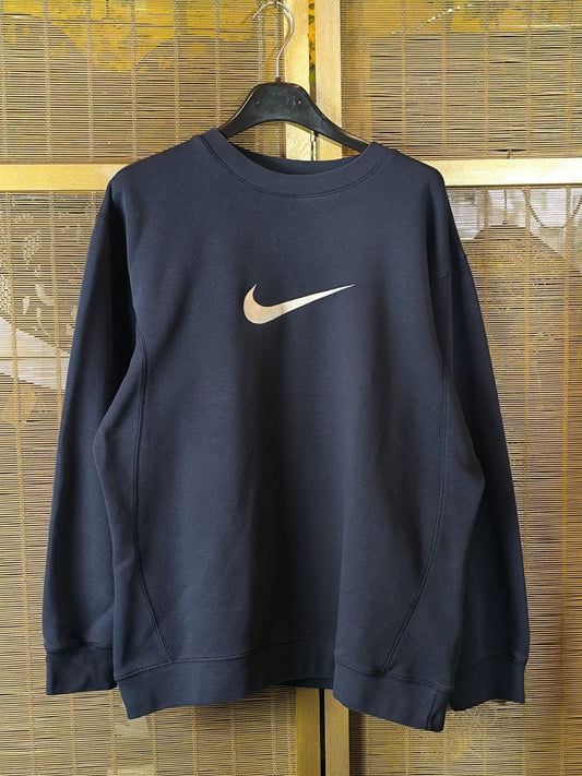 Nike 2000s Vintage Navy Blue Center Swoosh Crewneck Sweatshirt