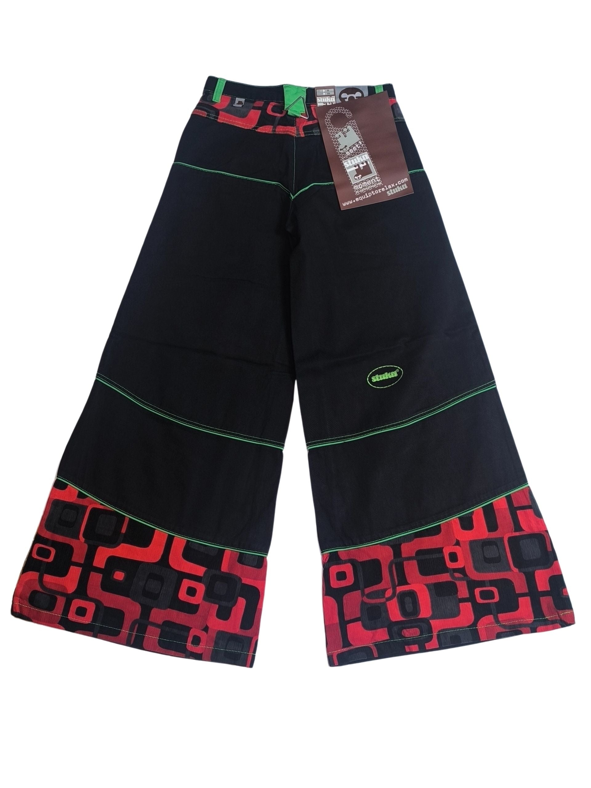 Deadstock Stuka Black Wide Leg Baggy Pants – 90s–Early 2000s