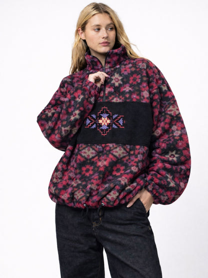 Vintage 90s Unisex Geometric Fleece Half-Zip Pullover