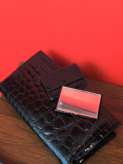 Vintage Comtesse Modell Black Croc-Embossed Leather Handbag | 1950s–60s