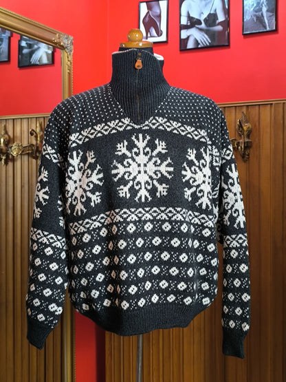 Vintage BERTO LUCCI Creazione Nordic Half-Zip Wool Sweater