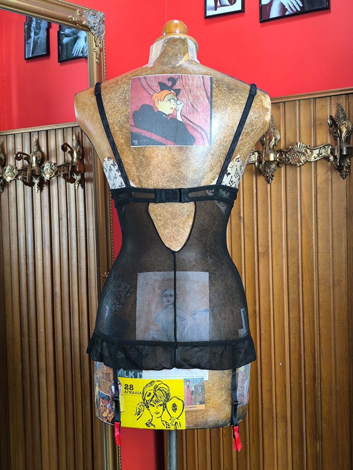 Playboy Black Red Satin & Mesh Corset – Y2K Era