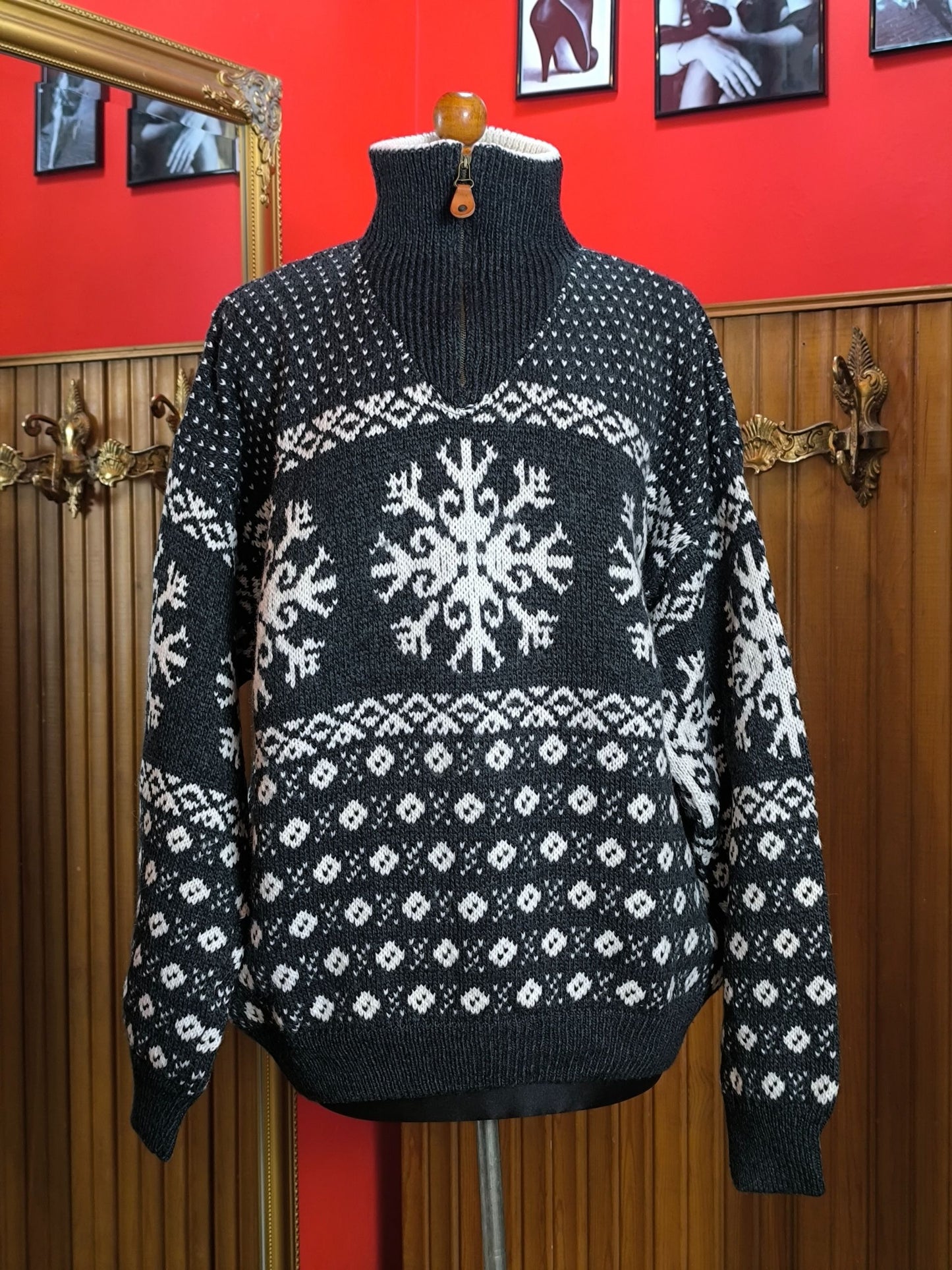 Vintage BERTO LUCCI Creazione Nordic Half-Zip Wool Sweater