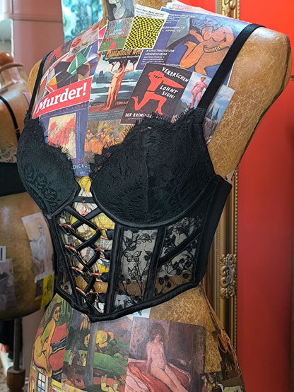 Vamp by Bras N Things Black Lace-Up Corset Top