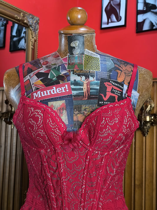 Pleasure State White Label Red Lace Corset Top