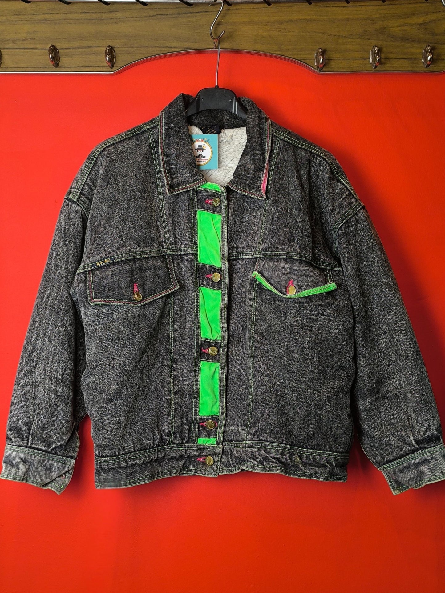 Neon Acid-Wash Sherpa Denim Jacket – Jean Bell (Late 80s/90s)