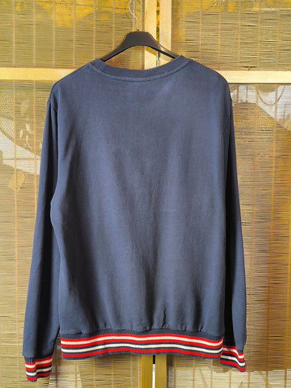 Ellesse Navy Sweatshirt – Retro Revival Logo & Striped Hems (2010s)