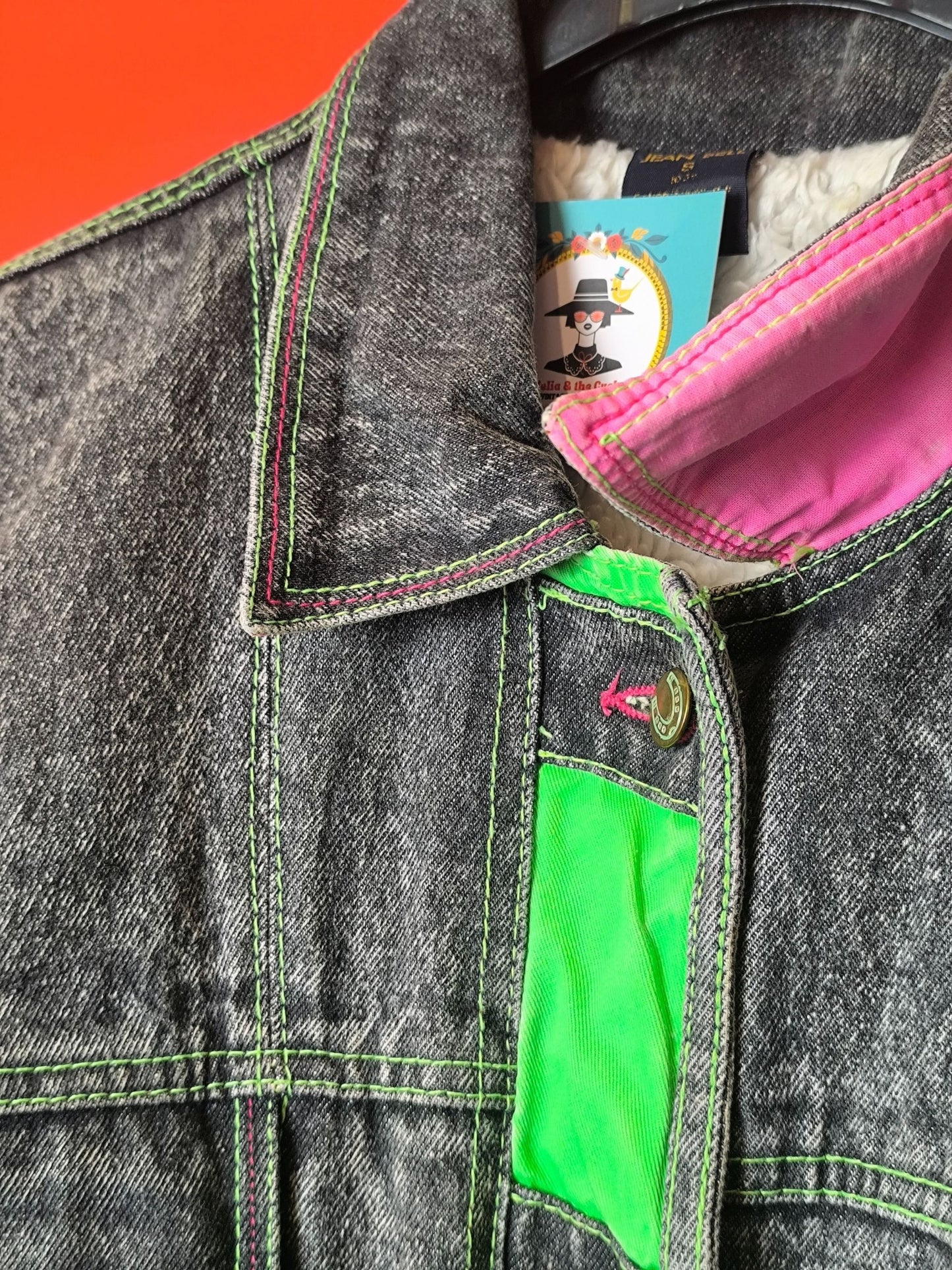 Neon Acid-Wash Sherpa Denim Jacket – Jean Bell (Late 80s/90s)