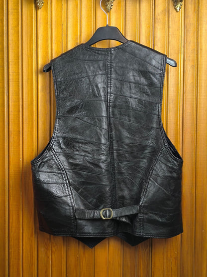Vintage 90s Elazar Leather Vest – Genuine Black Biker Style