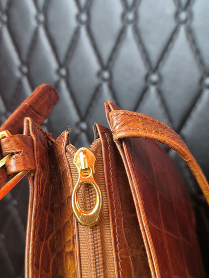 Vintage Croc-Effect Shoulder Bag – Late 1990s / Early 2000s