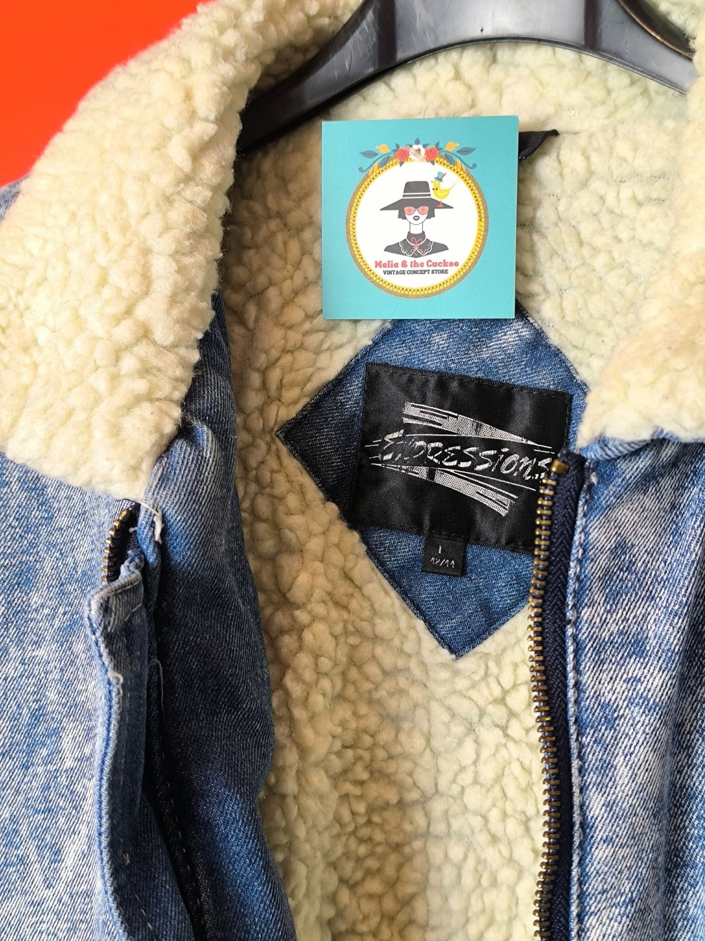 Unisex Acid-Wash Vintage Sherpa Denim Jacket