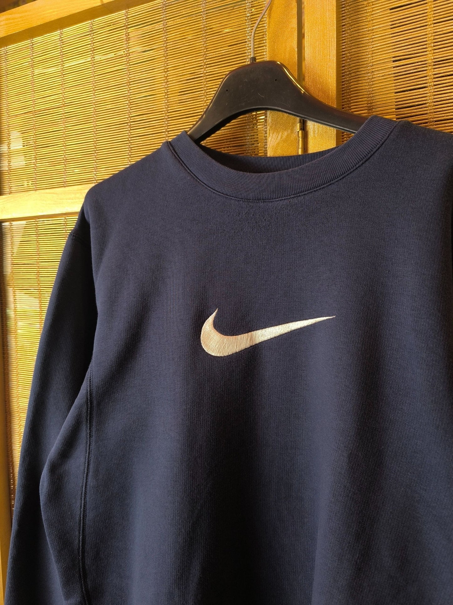 Nike 2000s Vintage Navy Blue Center Swoosh Crewneck Sweatshirt