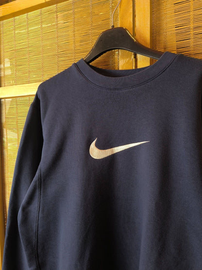 Nike 2000s Vintage Navy Blue Center Swoosh Crewneck Sweatshirt