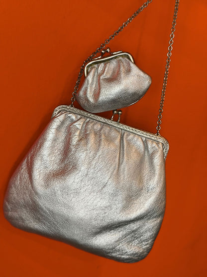 Vintage Silver Evening Bag with Matching Coin Purse