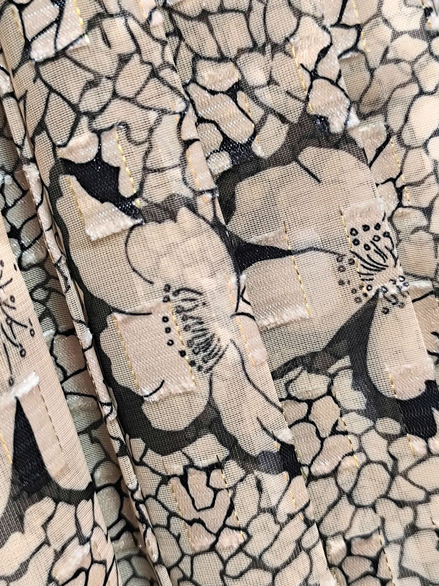 Vintage Pleated Floral Skirt with Golden Thread