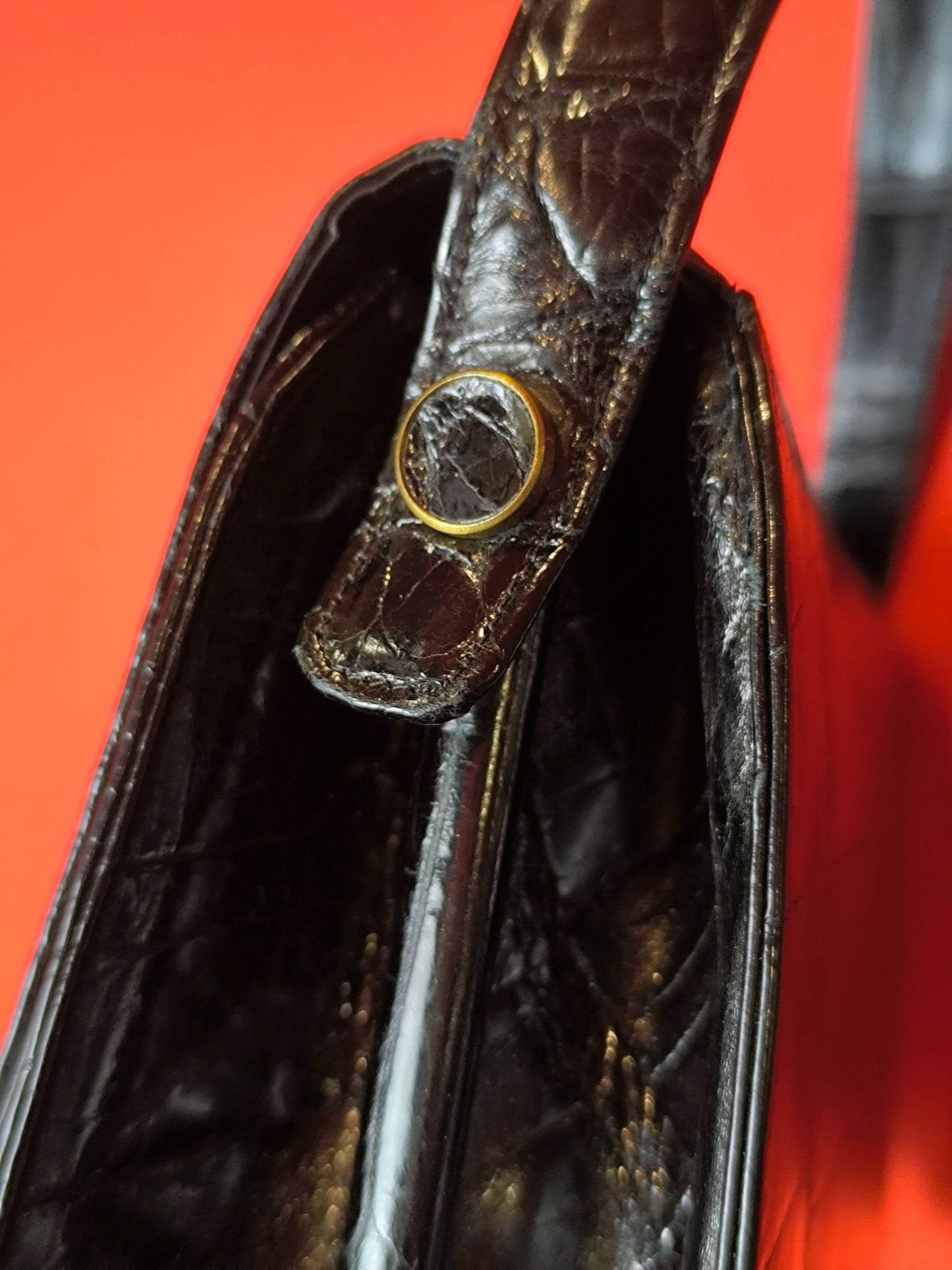 Vintage Comtesse Modell Black Croc-Embossed Leather Handbag | 1950s–60s