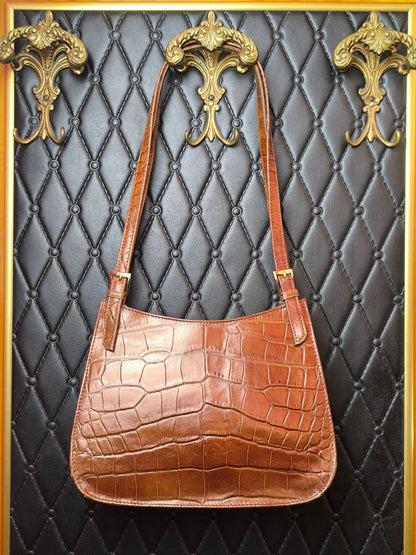 Vintage Croc-Effect Shoulder Bag – Late 1990s / Early 2000s