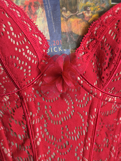 Pleasure State White Label Red Lace Corset Top