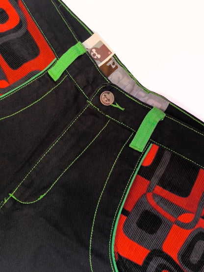 Deadstock Stuka Black Wide Leg Baggy Pants – 90s–Early 2000s Original Skate Streetwear