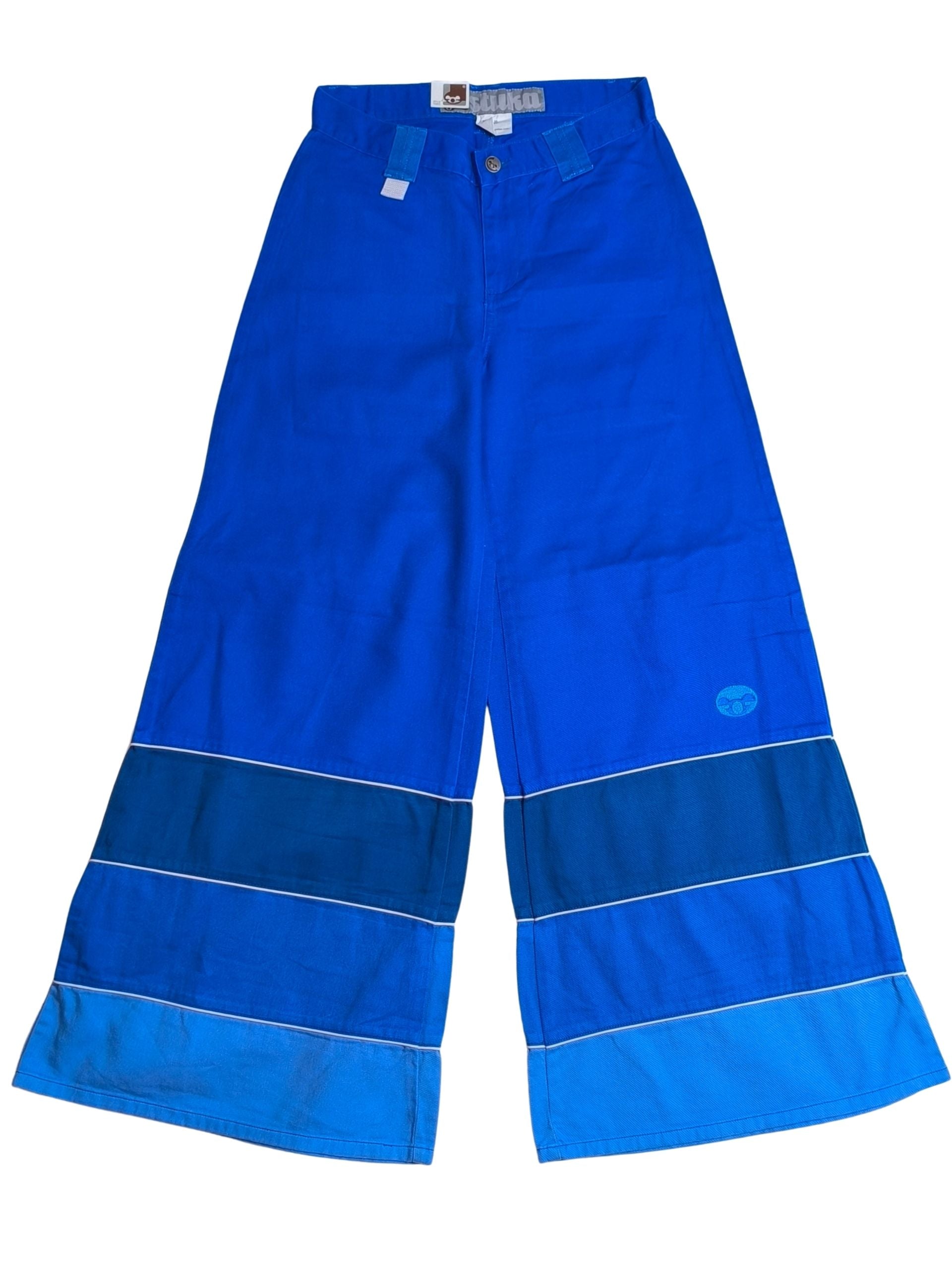 stuka レイブパンツ ワイド フレア ブルー パイピング 90s Y2K Trousers – meliaandthecuckoo