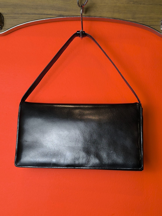 Classic 1960s Black Leather Shoulder Bag