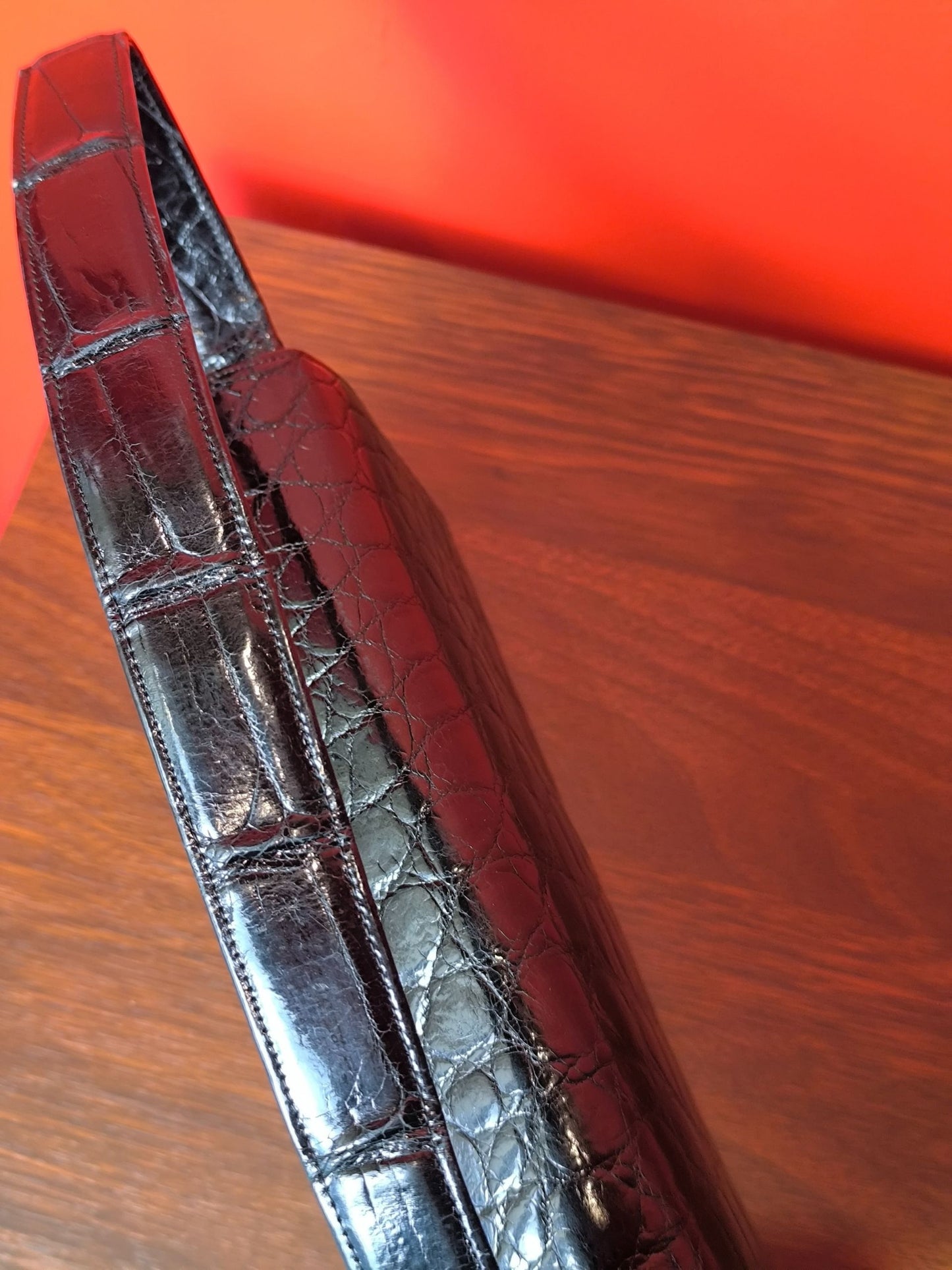 Vintage Comtesse Modell Black Croc-Embossed Leather Handbag | 1950s–60s