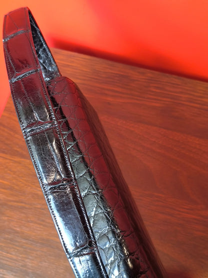 Vintage Comtesse Modell Black Croc-Embossed Leather Handbag | 1950s–60s