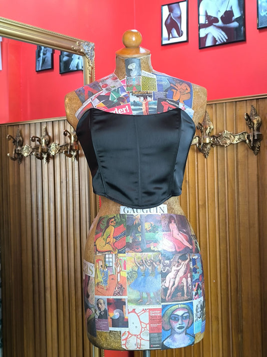 Deadstock Showpo “Boy Better Know” Black Satin Corset Top