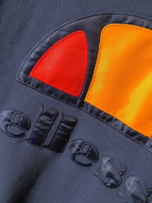 Ellesse Navy Sweatshirt – Retro Revival Logo & Striped Hems (2010s)