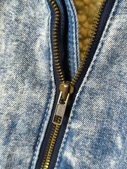 Unisex Acid-Wash Vintage Sherpa Denim Jacket