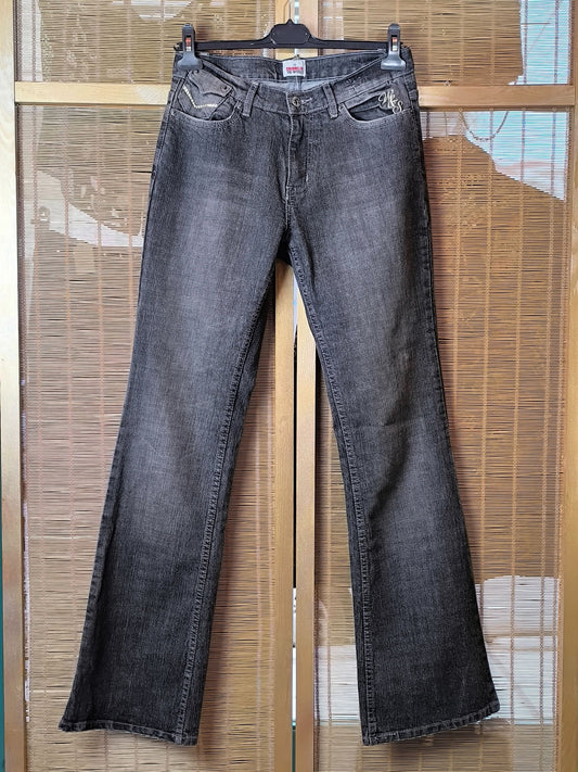 Y2K Grey-Black Bootcut Jeans – Colours of the World