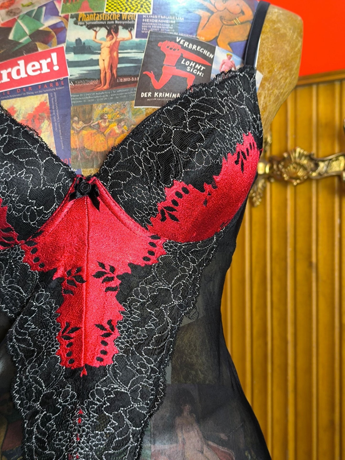 Y2K ed.it.ed Co-Ordinates Black & Red Lace Slip Dress