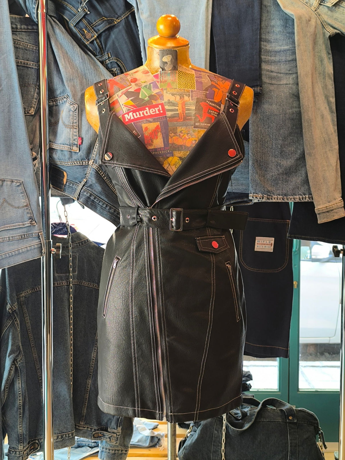 Nasty Gal Collection – Faux Leather Biker Mini Dress